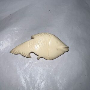 Vintage Carved Bone Koi Fish Brooch